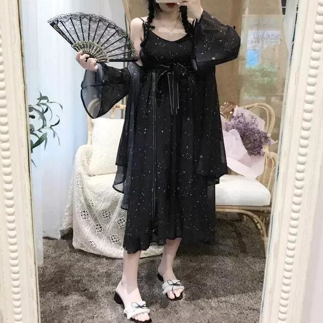 Sweet Starbright Lolita Slip Dress+Sun Protection Coat MK15812 - KawaiiMoriStore