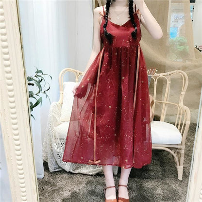 Sweet Starbright Lolita Slip Dress+Sun Protection Coat MK15812 - KawaiiMoriStore