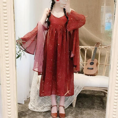 Sweet Starbright Lolita Slip Dress+Sun Protection Coat MK15812 - KawaiiMoriStore