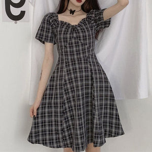 Sweet Summer Casual Plaid Long Dress MK16019 - KawaiiMoriStore