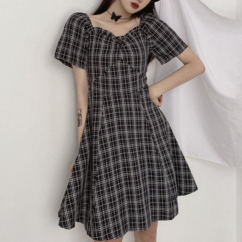 Sweet Summer Casual Plaid Long Dress MK16019 - KawaiiMoriStore