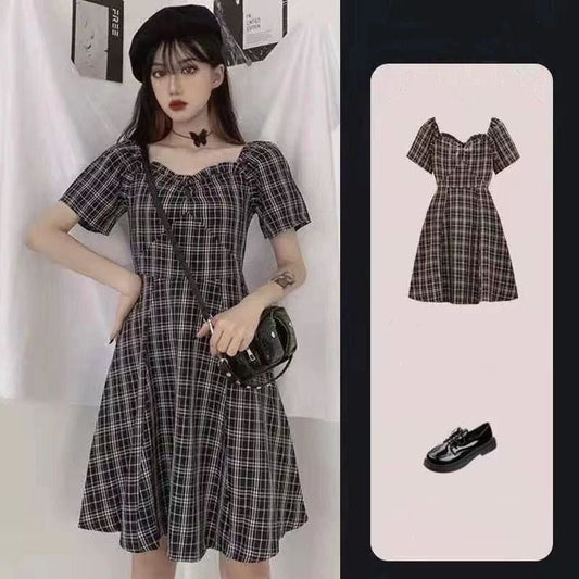 Sweet Summer Casual Plaid Long Dress MK16019 - KawaiiMoriStore