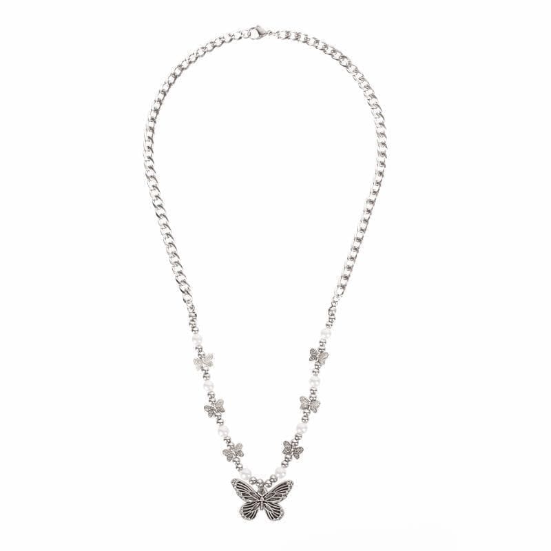 Sweet Vintage Pearls and Butterflies Cute Vintage Necklace 
