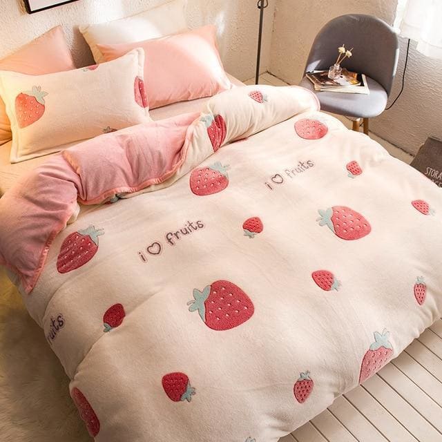 Sweet Warm Coral Fleece Blanket Quilt MK15326 - KawaiiMoriStore