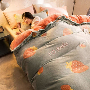 Sweet Warm Coral Fleece Blanket Quilt MK15326 - KawaiiMoriStore