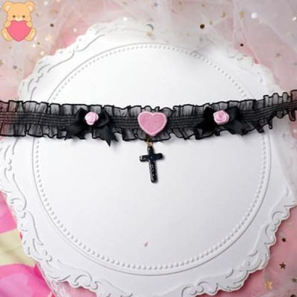 Sweetheart Pink Collar Necklace MK16032 - KawaiiMoriStore