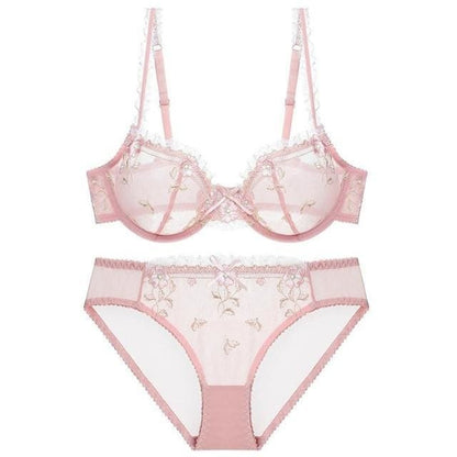 Transparent Sexy Floral Lace Bras And Panties Set MK15662 - KawaiiMoriStore