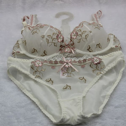 Transparent Sexy Floral Lace Bras And Panties Set MK15662 - KawaiiMoriStore