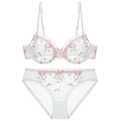 Transparent Sexy Floral Lace Bras And Panties Set MK15662 - KawaiiMoriStore