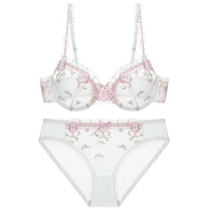 Transparent Sexy Floral Lace Bras And Panties Set MK15662 - KawaiiMoriStore