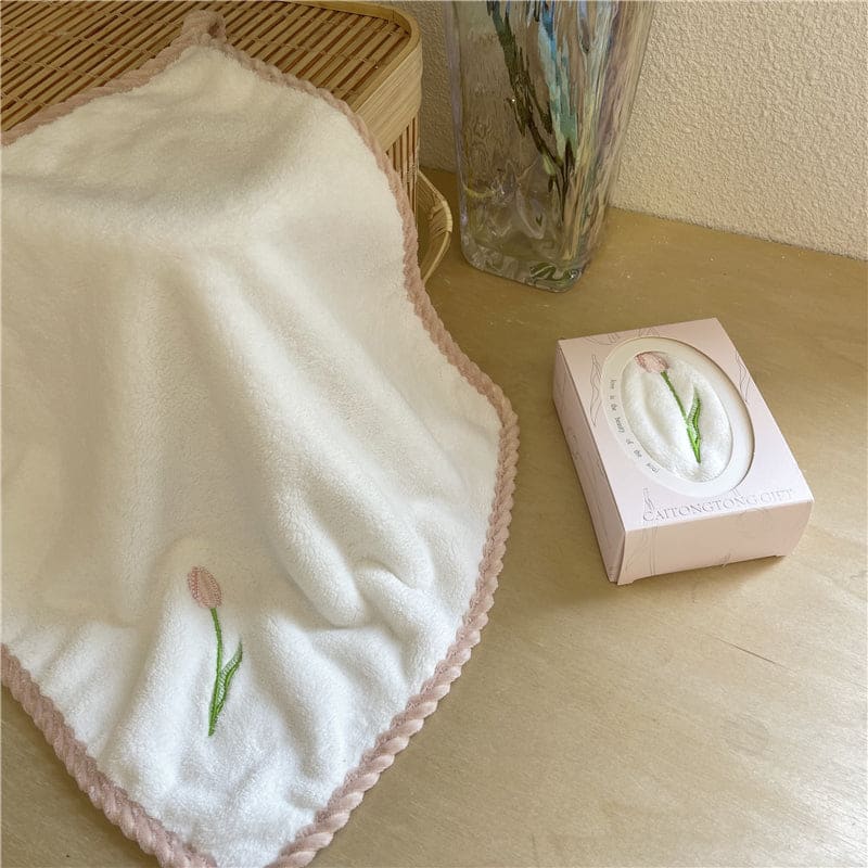 Tulip Embroidery Towel - towel