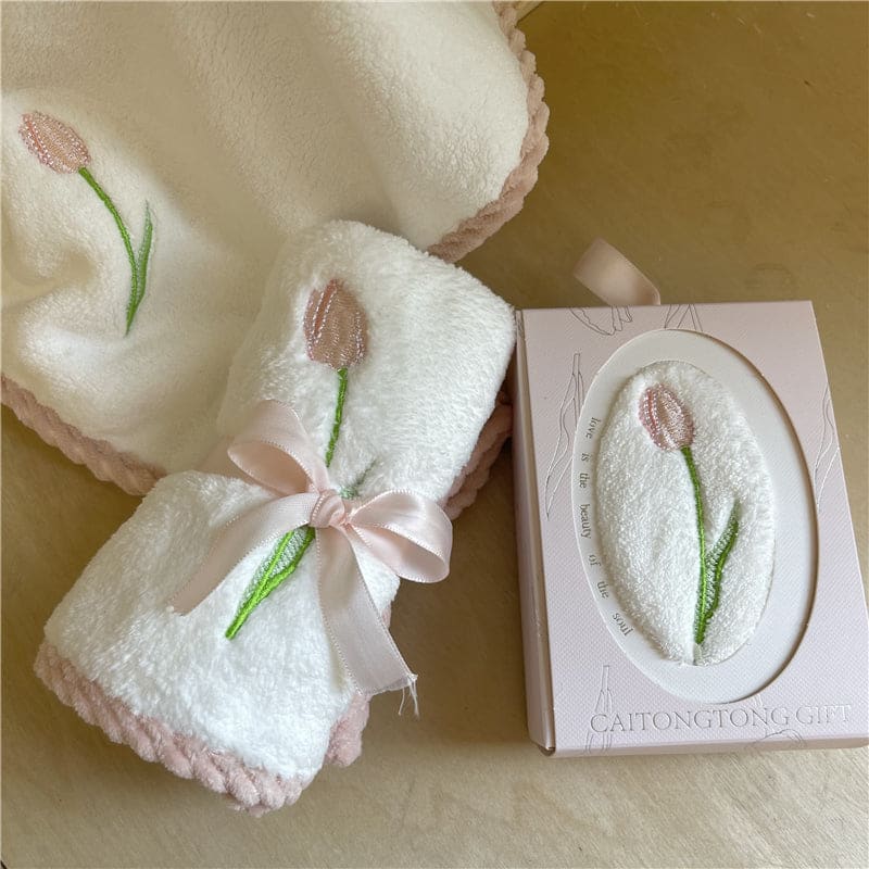 Tulip Embroidery Towel - towel