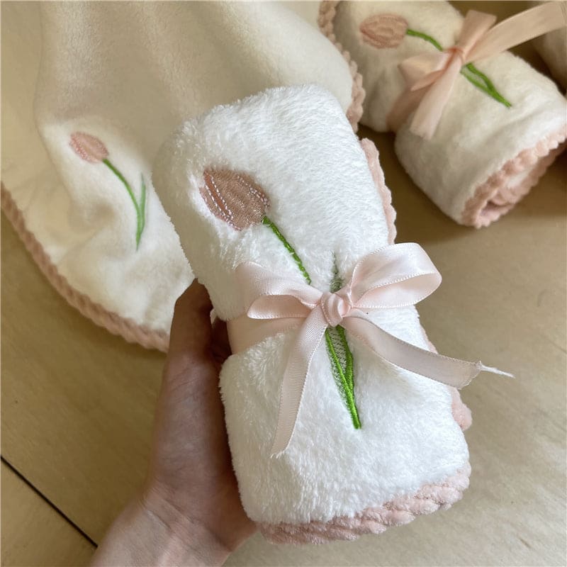 Tulip Embroidery Towel - towel