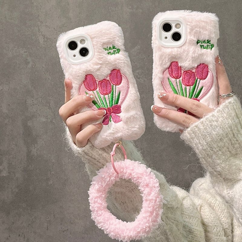 Tulip Fluffy Pink Phone Case - phone case