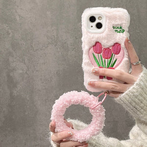 Tulip Fluffy Pink Phone Case - iPhone14 / Case+bracelet -