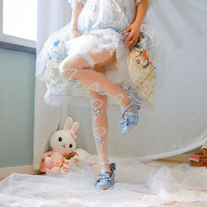 Ultra Thin Silk Heart Patterned Lolita Over-the-knee Socks MK15444 - KawaiiMoriStore