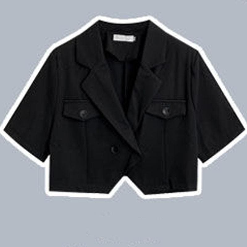 Unisex Casual Black White Crop Shirt Crop Top Pants Set MK15999 - KawaiiMoriStore