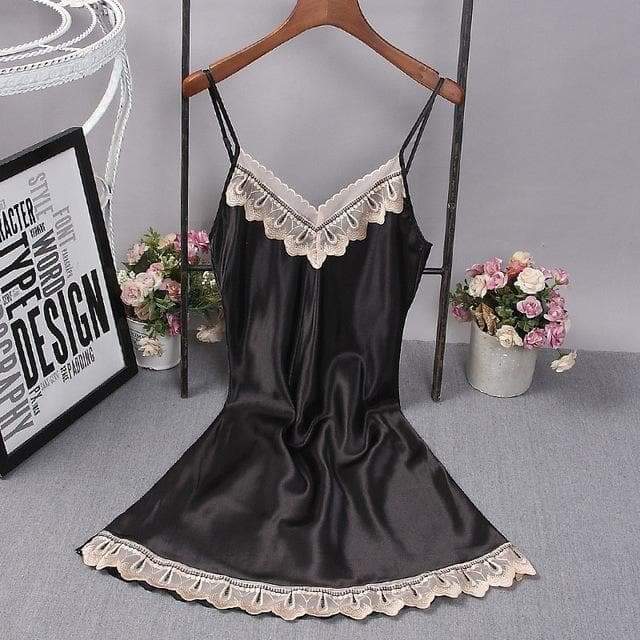 V-Neck Lace Homewear Night Dress MK14655 - Lingerie