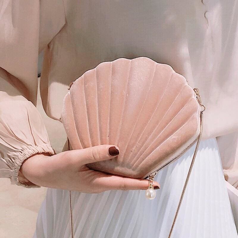 Velvet SeaShell Soft Aesthetic Purse