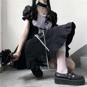 Vintage Bandage Bow Puff Sleeve Lolita Dress MK15015 - KawaiiMoriStore