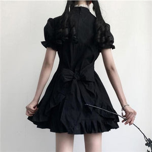 Vintage Bandage Bow Puff Sleeve Lolita Dress MK15015 - KawaiiMoriStore