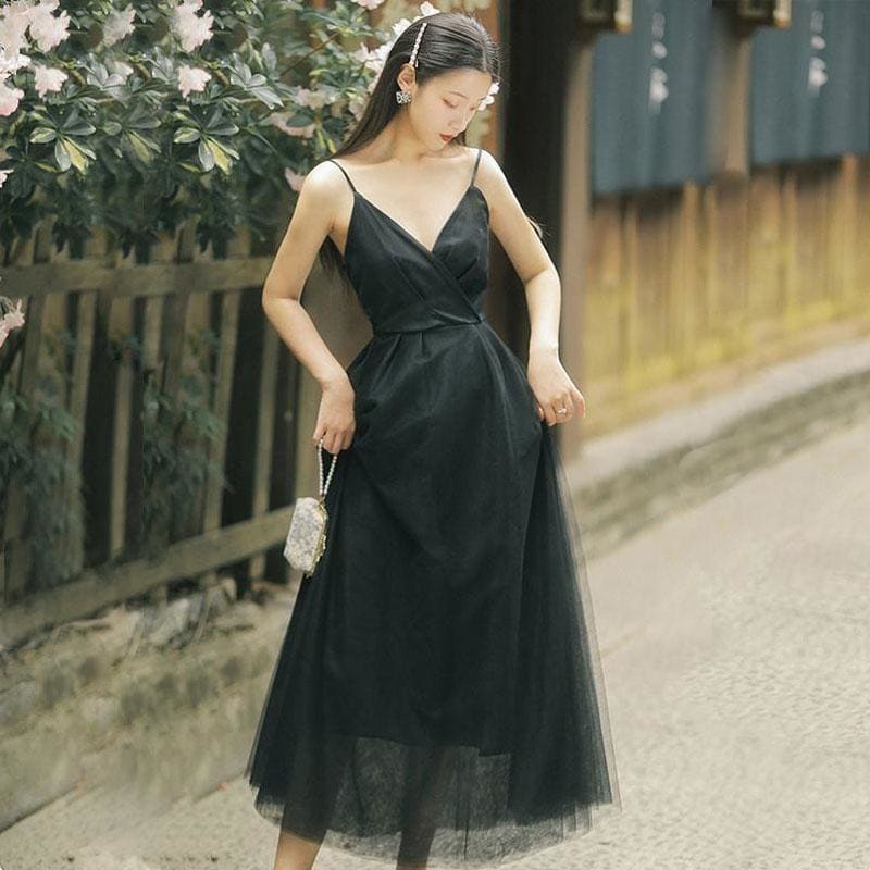 Vintage Mesh Sling Midi Dress