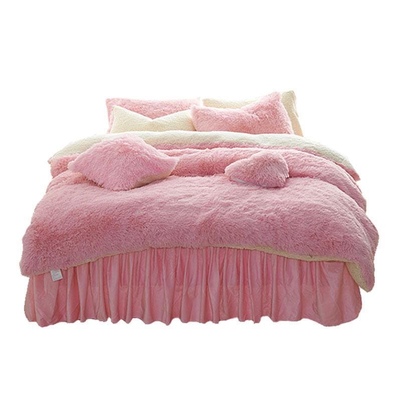 Warm Plush Bed Skirt Style  Bedding Set MK15227 - KawaiiMoriStore