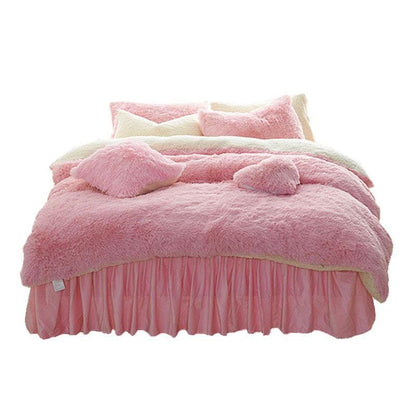 Warm Plush Bed Skirt Style  Bedding Set MK15227 - KawaiiMoriStore