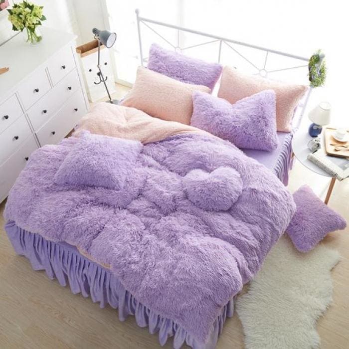 Warm Plush Bed Skirt Style  Bedding Set MK15227 - KawaiiMoriStore