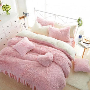 Warm Plush Bed Skirt Style  Bedding Set MK15227 - KawaiiMoriStore