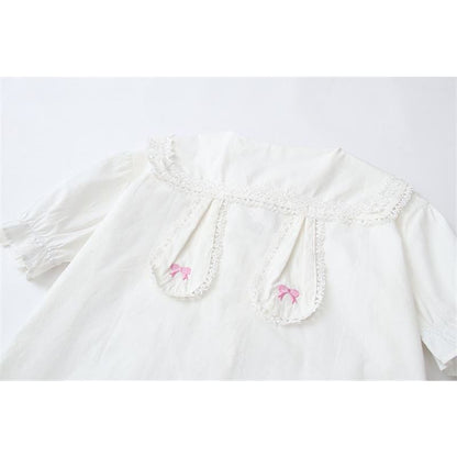 White Bunny Collar Kawaii Lolita Shirt - bunny kawaii shirt