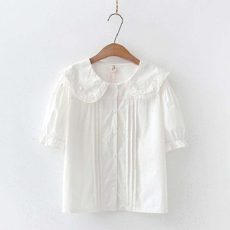 White Bunny Collar Kawaii Lolita Shirt – KawaiiMoriStore