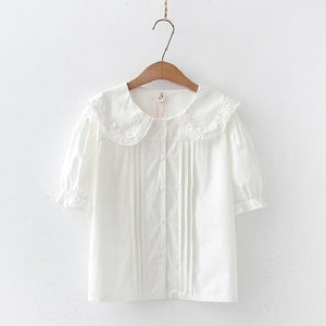 White Bunny Collar Kawaii Lolita Shirt - bunny kawaii shirt