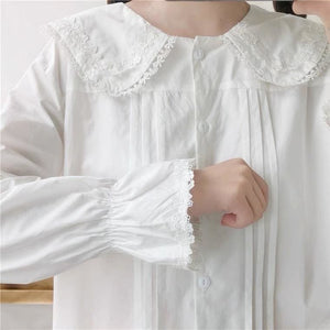 White Bunny Collar Kawaii Lolita Shirt - bunny kawaii shirt