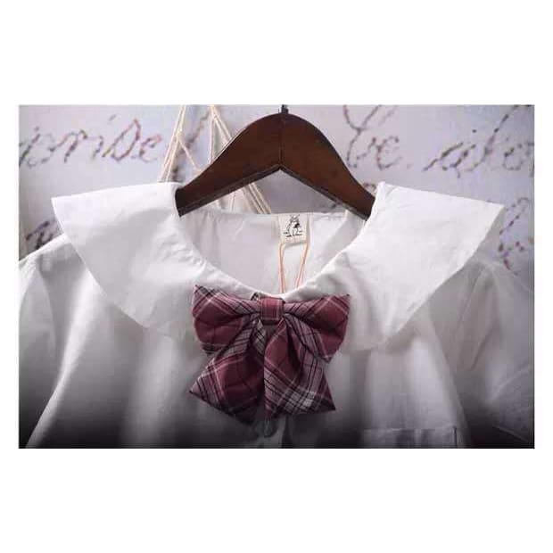 White Bunny Ears Collar Kawaii Shirt With Bow - One Size - 