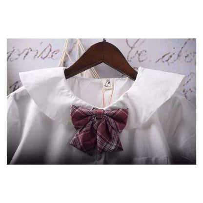 White Bunny Ears Collar Kawaii Shirt With Bow - One Size - 