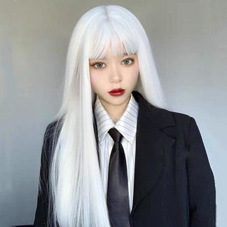 White Harajuku Gothic Girl Long Wig MK236 main image 1