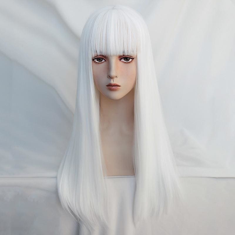 White Harajuku Gothic Girl Long Wig MK236 - KawaiiMoriStore