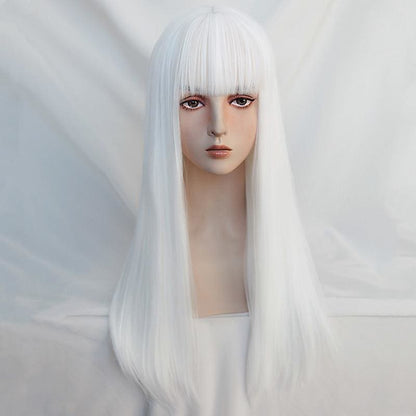 White Harajuku Gothic Girl Long Wig MK236 - KawaiiMoriStore