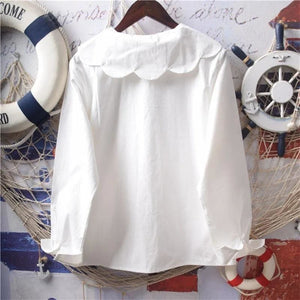 White Kawaii Lolita Long Sleeve Shirt - One Size - kawaii 