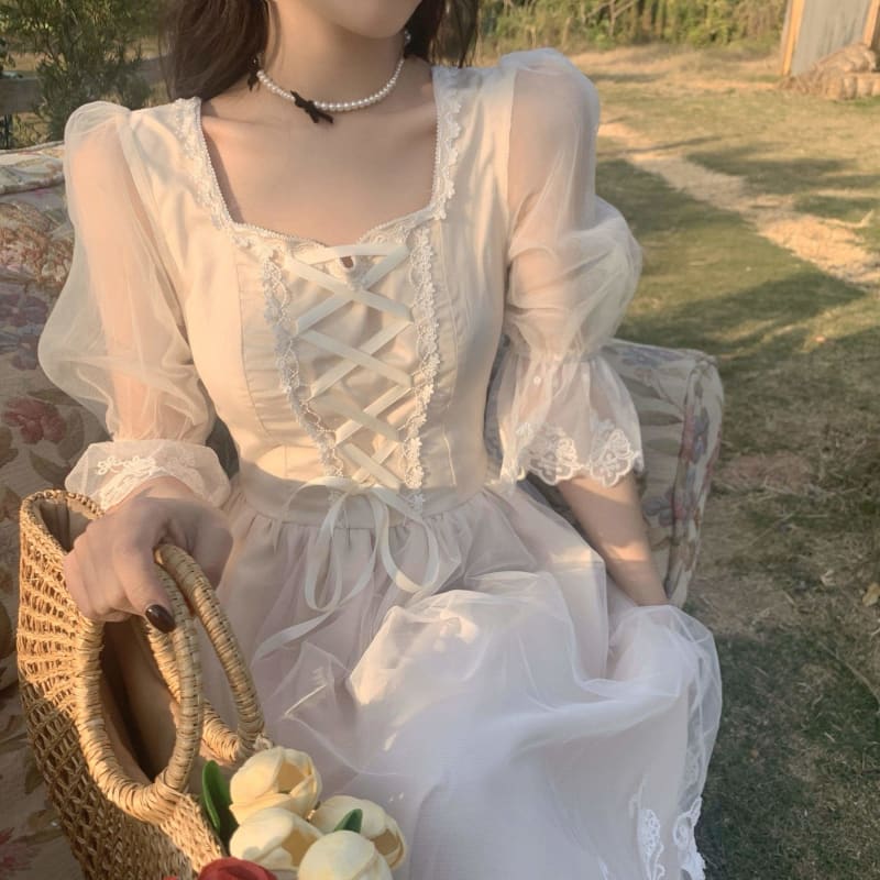 White Summer Lace Sweet Elegant Dress MK16065 - Dress