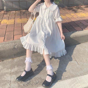 White Sweet Cute Doll Collar Lolita Dress MK15819 - KawaiiMoriStore