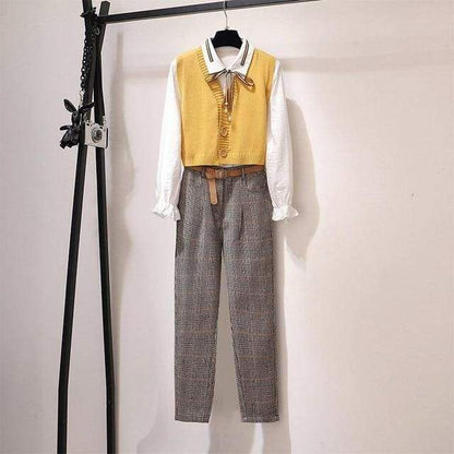 Wilde - 3 Piece Set- Sweater Vest- Blouse- Trouser - outfit