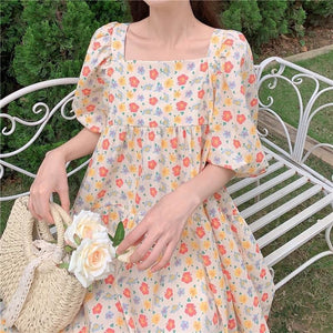 Winnie Vintage-Kawaii Aesthetic Floral Spring Dolly Dress - 
