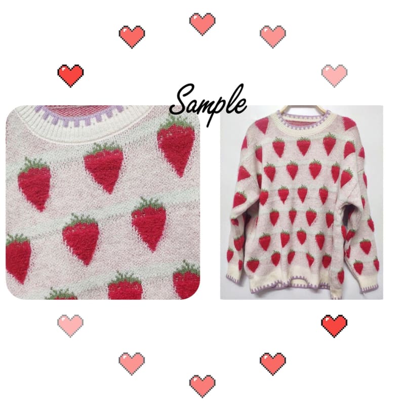 Winter Strawberry Kawaii Aesthetic Sweater - One Size