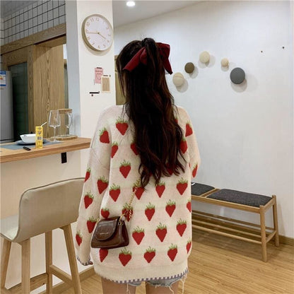 Winter Strawberry Kawaii Aesthetic Sweater - One Size