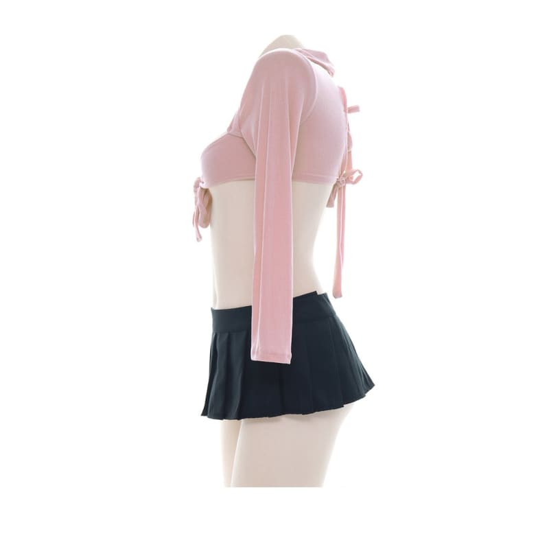 Women Open Chest Hollow out Bandage Sweater Suit MK155 - KawaiiMoriStore