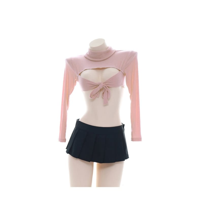 Women Open Chest Hollow out Bandage Sweater Suit MK155 - KawaiiMoriStore