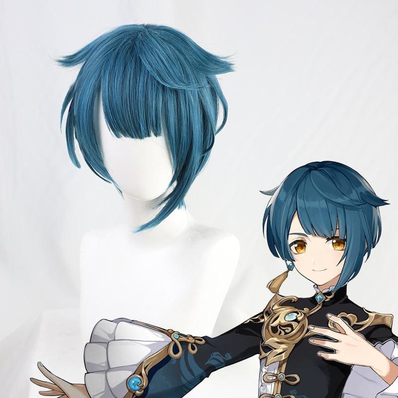 Xing Qiu Genshin Impact Blue Short Cosplay Wig MK15600 - KawaiiMoriStore