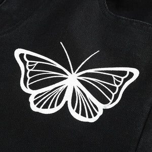 Y2K Butterfly Print Black Jeans - jeans